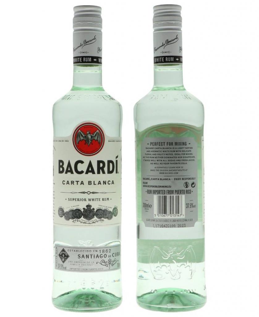 Bacardi Carta Blanca 70cl 37.5 % vol 11,45€