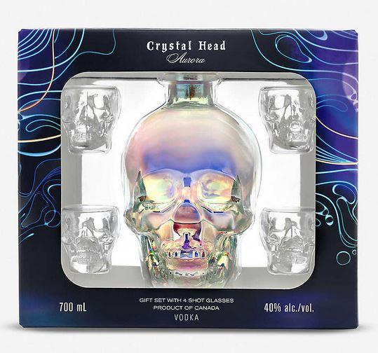Crystal Head Aurora + 4 Shotglasses + Gb 70cl 40 % vol 56,50€