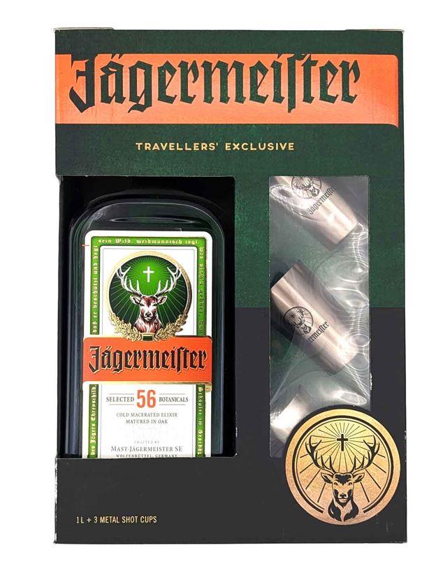 Jägermeister Travellers Exclusi +3 Metal Shot Cups Vo 100cl 35° 22,50€