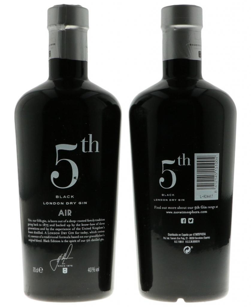 5th Gin Black Air 70cl 40° 19,50€