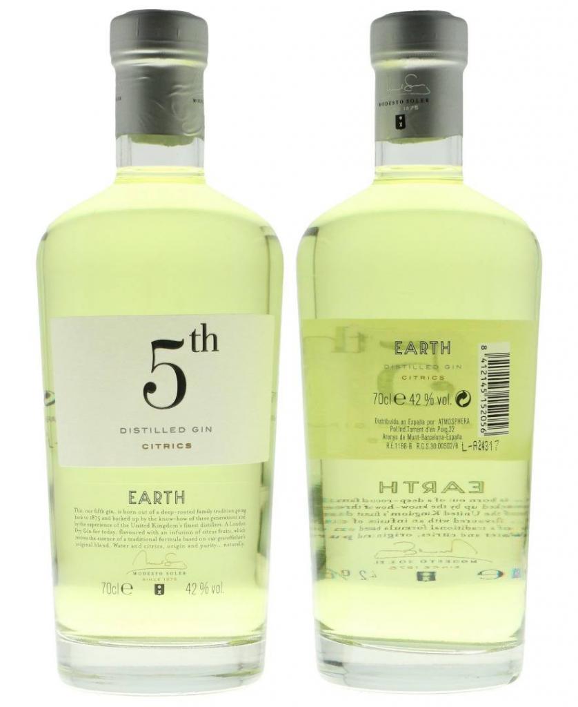 5th Gin Yellow Earth 70cl 42 % vol 19,95€