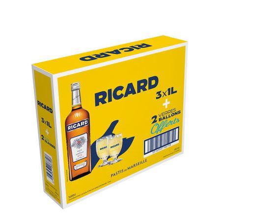 Ricard Tripack + Gif 100cl 45 % vol 49,95€