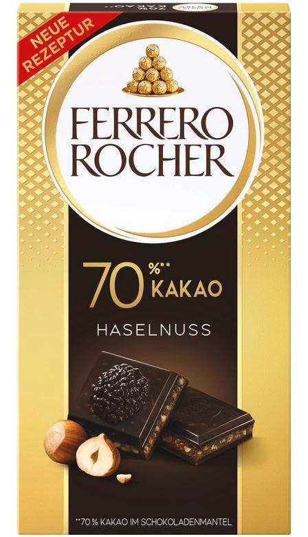 Ferrero Rocher Tafel Haselnuss Kakao 90g 70 % vol 2,95€