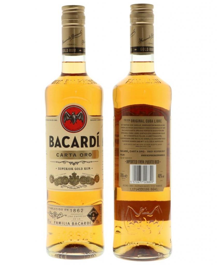 Bacardi Carta Oro 70cl 37.5 % vol 12,75€